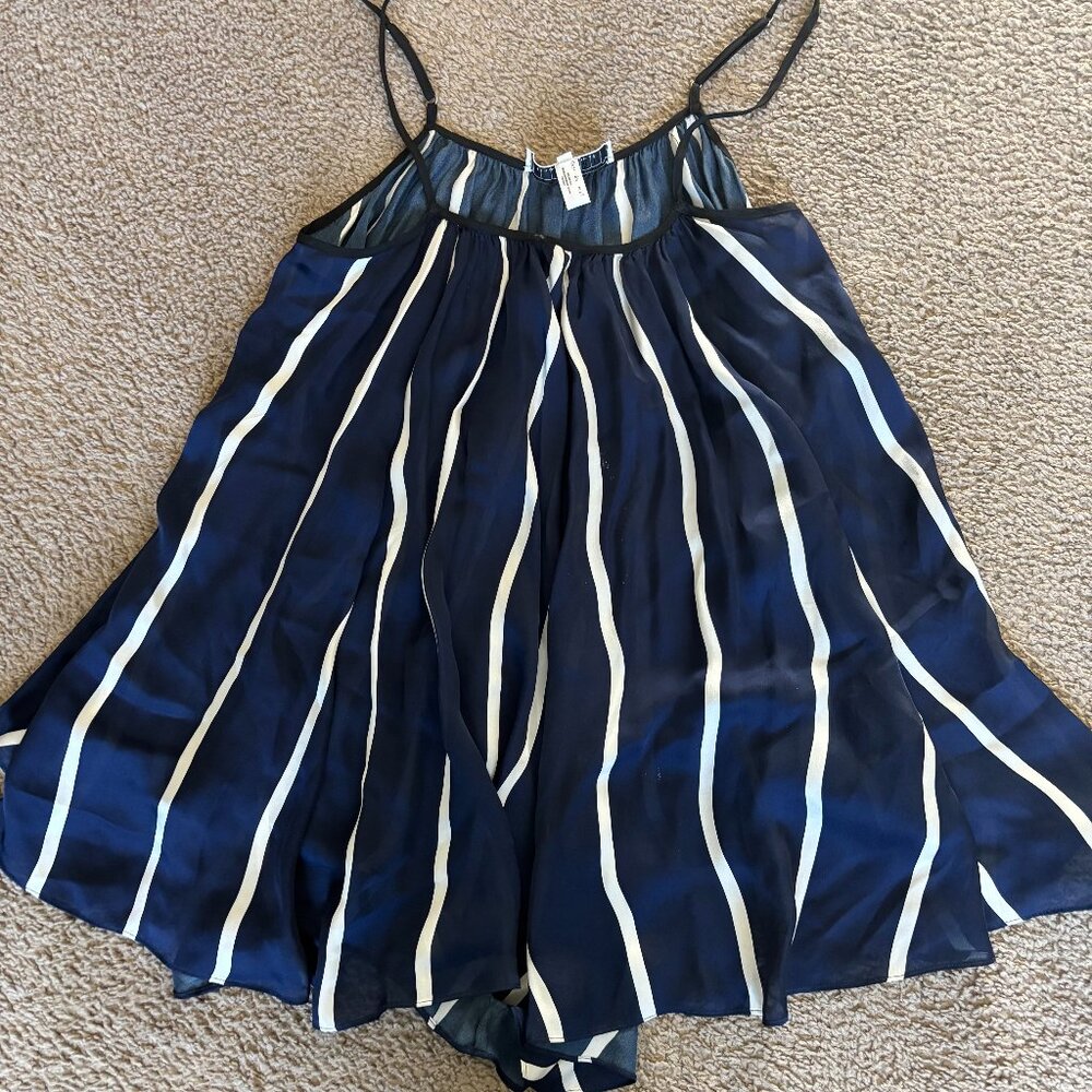 Fleur du Mal Navy Striped Romper Women's Sz Small 100% Silk